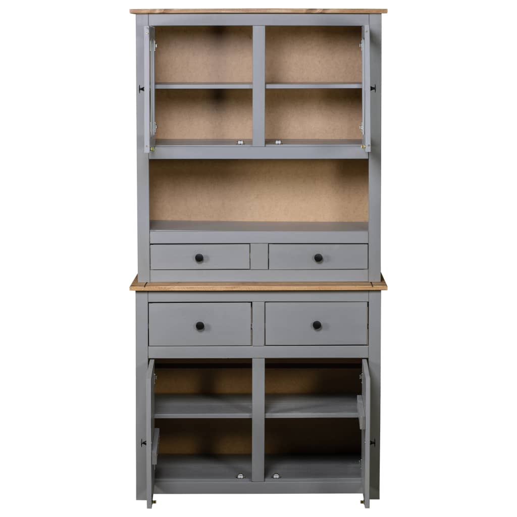 Βιτρίνα Γκρι 93 x 40,5 x 180 εκ. Μασίφ Ξύλο Πεύκου Σειρά Panama - PAKOBAZAAR