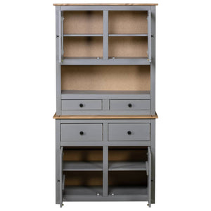 Βιτρίνα Γκρι 93 x 40,5 x 180 εκ. Μασίφ Ξύλο Πεύκου Σειρά Panama - PAKOBAZAAR