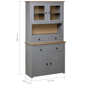 Βιτρίνα Γκρι 93 x 40,5 x 180 εκ. Μασίφ Ξύλο Πεύκου Σειρά Panama - PAKOBAZAAR