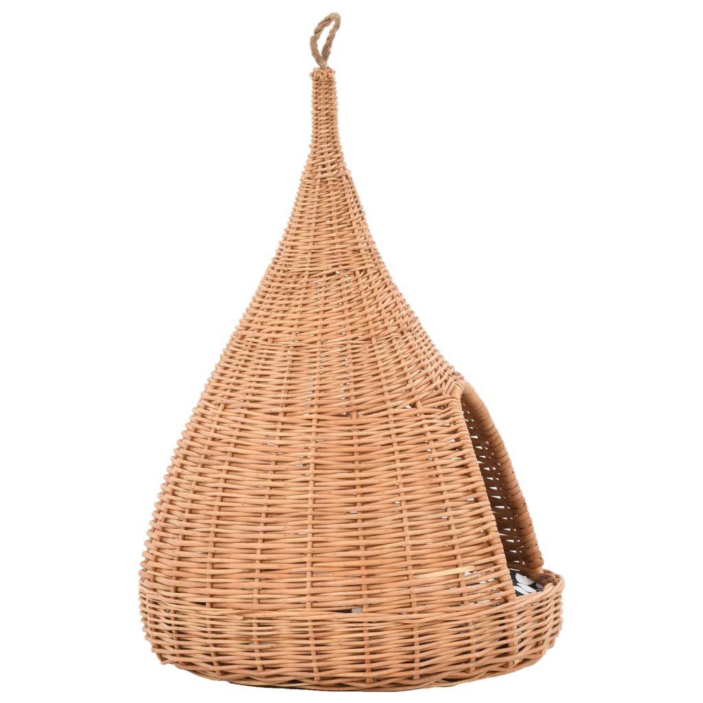 Σπίτι Γάτας Teepee με Μαξιλάρι 40x60 εκ. από Φυσικό Ξύλο Ιτιάς - PAKOBAZAAR