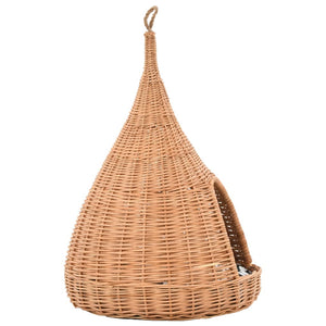 Σπίτι Γάτας Teepee με Μαξιλάρι 40x60 εκ. από Φυσικό Ξύλο Ιτιάς - PAKOBAZAAR