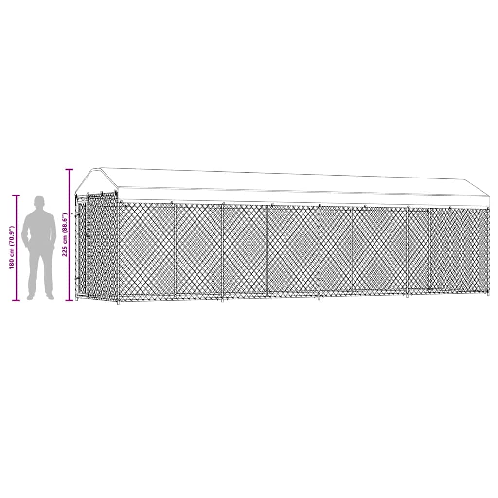 Κλουβί Σκύλου Εξωτερικού Χώρου 760 x 190 x 225 εκ. με Στέγαστρο - PAKOBAZAAR