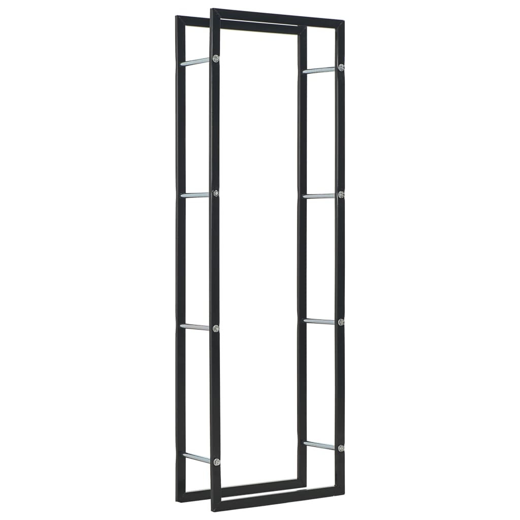 Ράφι Καυσόξυλων Μαύρο 50 x 20 x 150 εκ. Ατσάλινο - PAKOBAZAAR