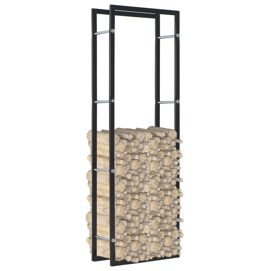 Ράφι Καυσόξυλων Μαύρο 50 x 20 x 150 εκ. Ατσάλινο - PAKOBAZAAR