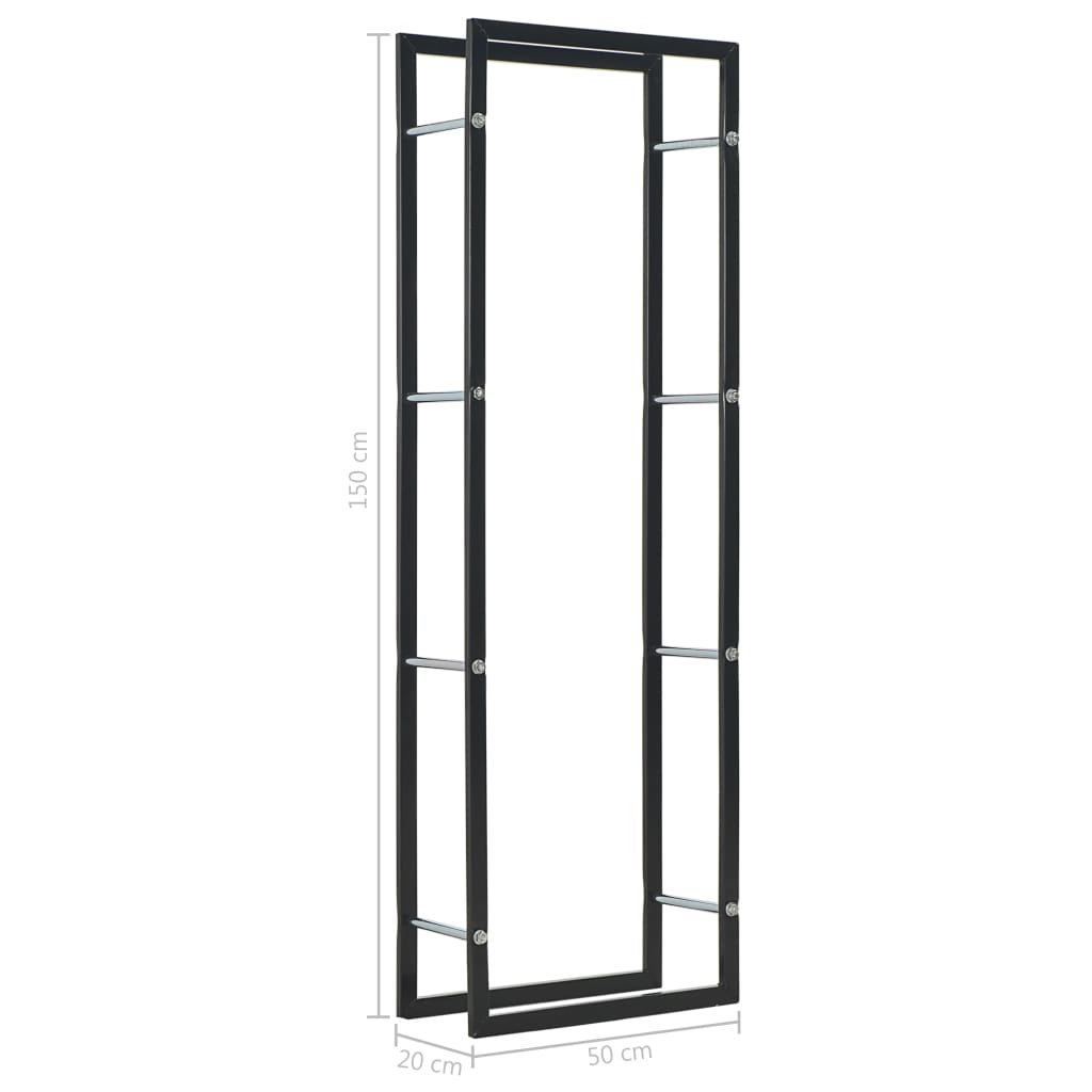 Ράφι Καυσόξυλων Μαύρο 50 x 20 x 150 εκ. Ατσάλινο - PAKOBAZAAR