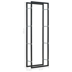 Ράφι Καυσόξυλων Μαύρο 50 x 20 x 150 εκ. Ατσάλινο - PAKOBAZAAR