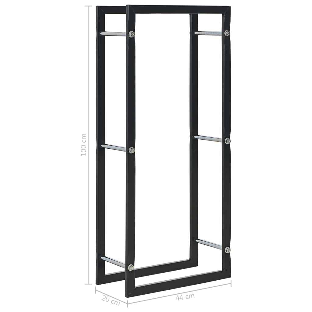Ράφι Καυσόξυλων Μαύρο 44 x 20 x 100 εκ. Ατσάλινο - PAKOBAZAAR
