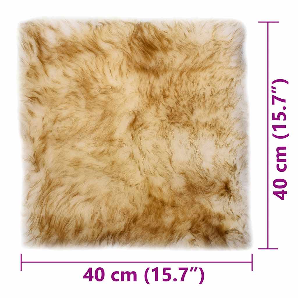 Μαξιλάρια Καρέκλας 2 τεμ. Καφέ Μελανζέ 40x40 εκ. Δέρμα Προβάτου - PAKOBAZAAR