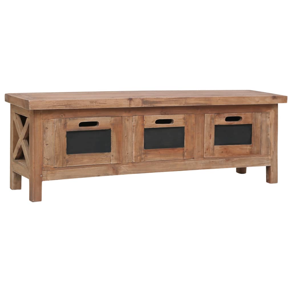 Έπιπλο Τηλεόρασης με 3 Συρτάρια Καφέ 120x30x40 εκ. Μασίφ Μαόνι - Pakobazaar
