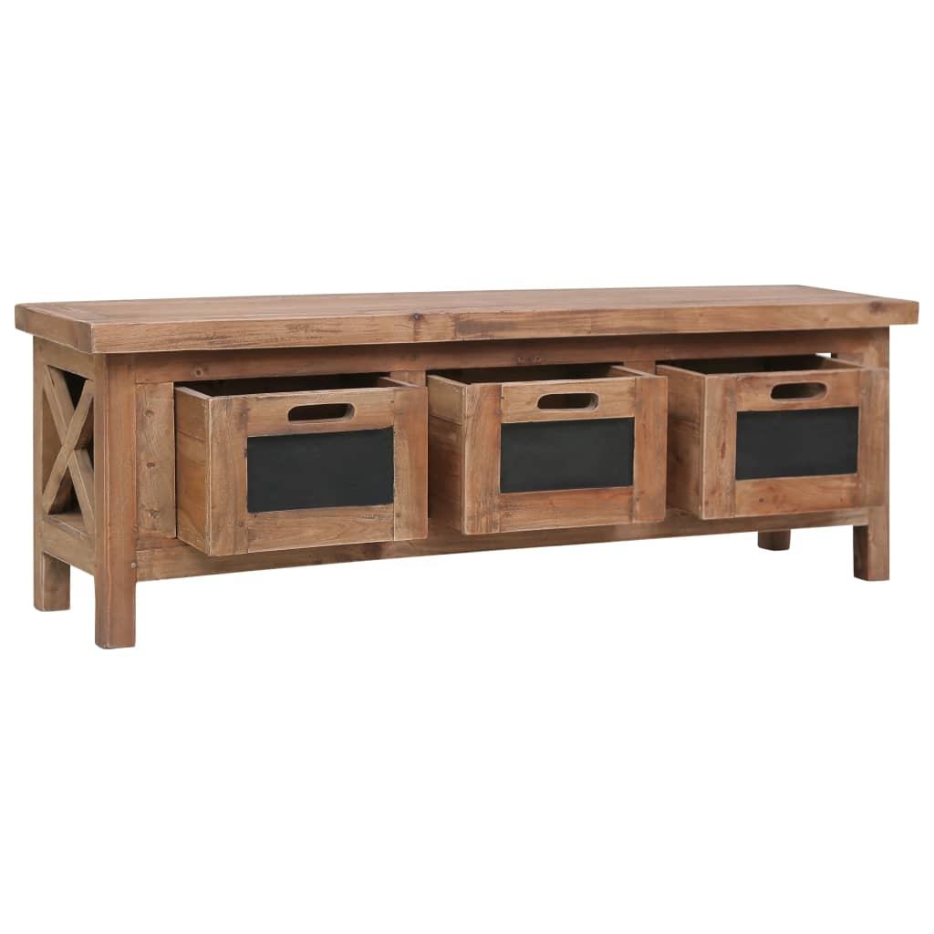 Έπιπλο Τηλεόρασης με 3 Συρτάρια Καφέ 120x30x40 εκ. Μασίφ Μαόνι - Pakobazaar