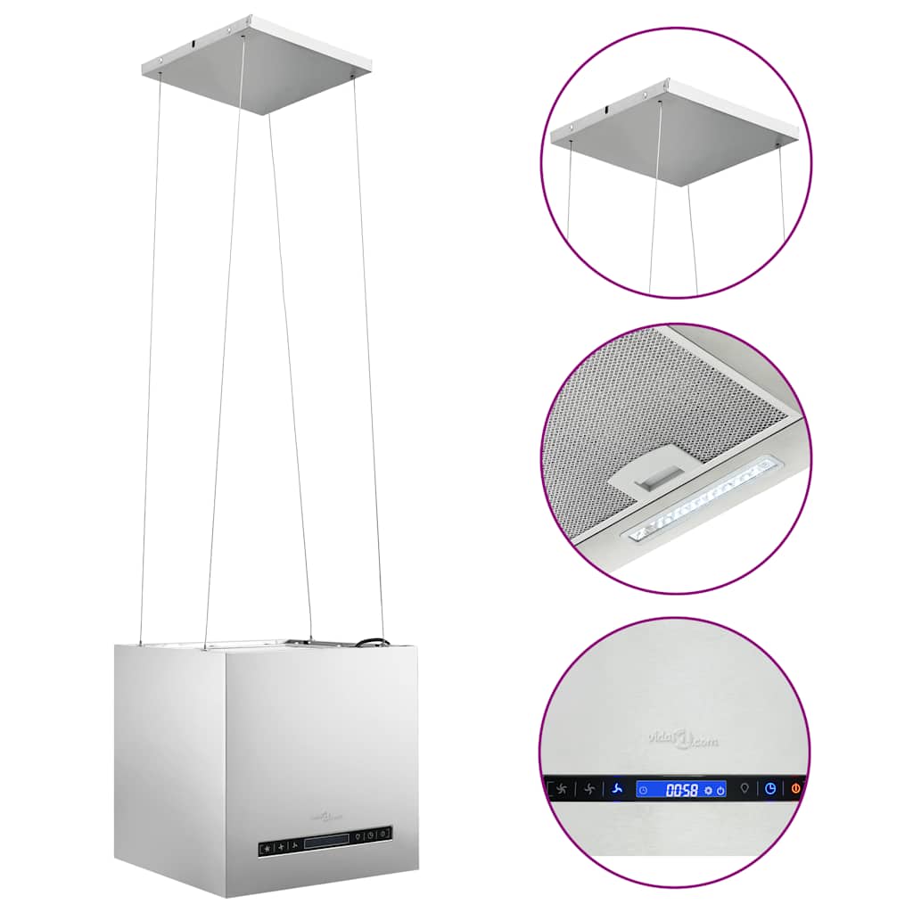 Απορροφητήρας Νησίδα Κρεμαστός Αφής με LCD 37 εκ. Ανοξ. Ατσάλι - Pakobazaar