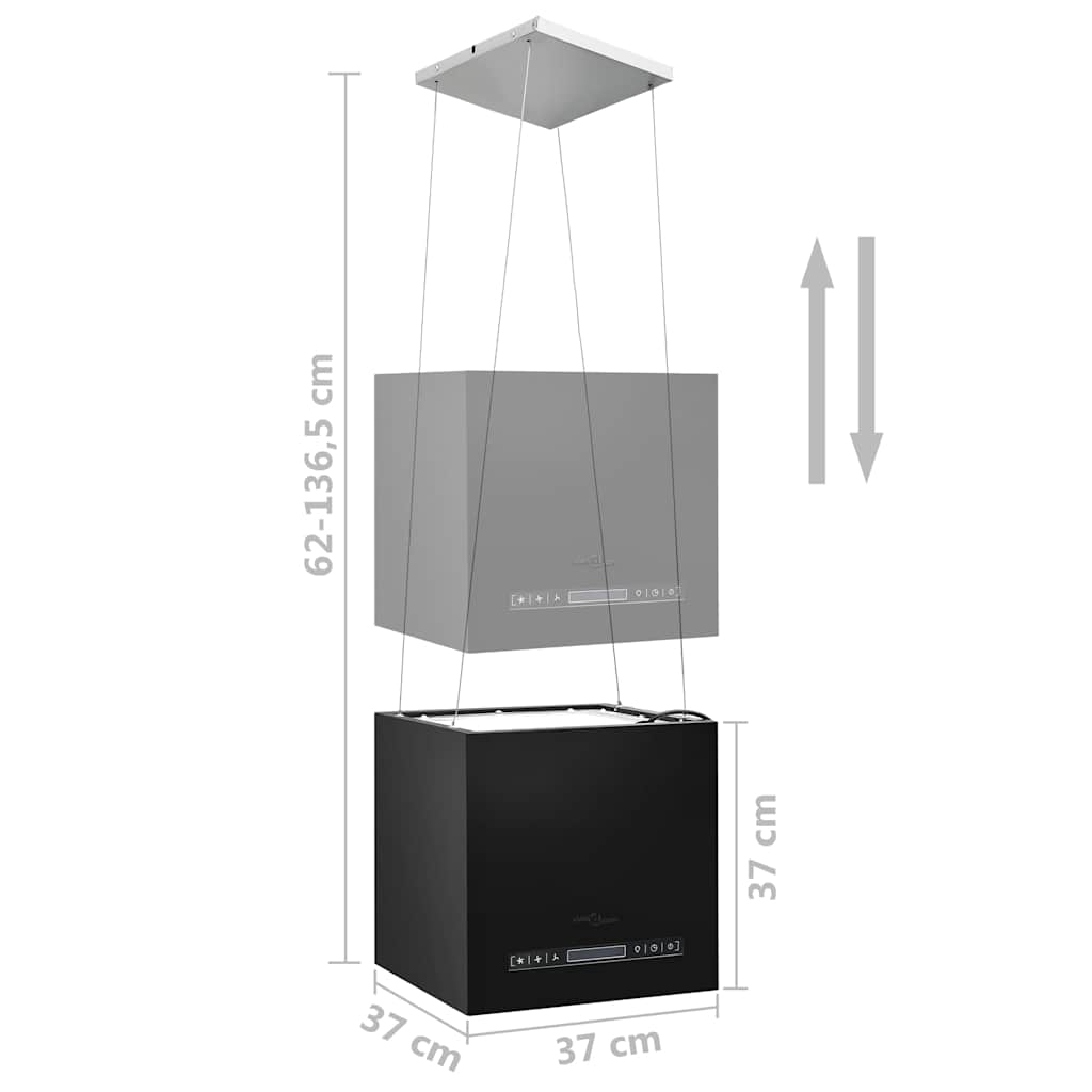 Απορροφητήρας Νησίδα Κρεμαστός Αφής με LCD 37 εκ. Ατσάλινος - Pakobazaar