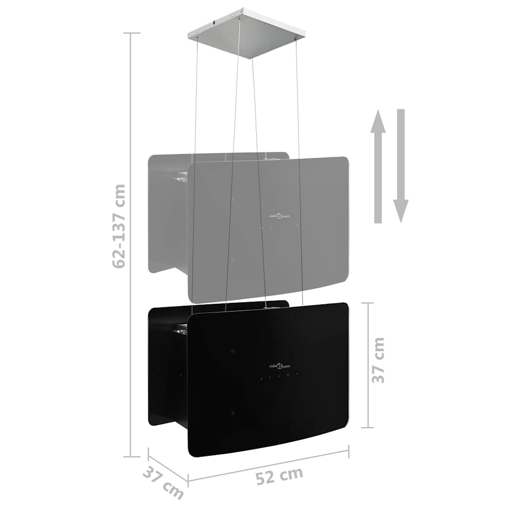 Απορροφητήρας Νησίδα Κρεμαστός Αφής με LCD από Ψημένο Γυαλί - Pakobazaar