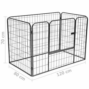Πάρκο Σκύλου Βαρέος Τύπου Μαύρο 120 x 80 x 70 εκ. Ατσάλινο