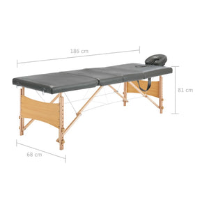 Κρεβάτι Μασάζ 4 Θέσεων Ανθρακί 186x68 εκ. με Ξύλινο Σκελετό - Pakobazaar