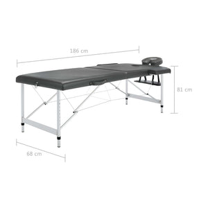 Κρεβάτι Μασάζ 2 Θέσεων Ανθρακί 186x68 εκ. με Σκελετό Αλουμινίου - Pakobazaar
