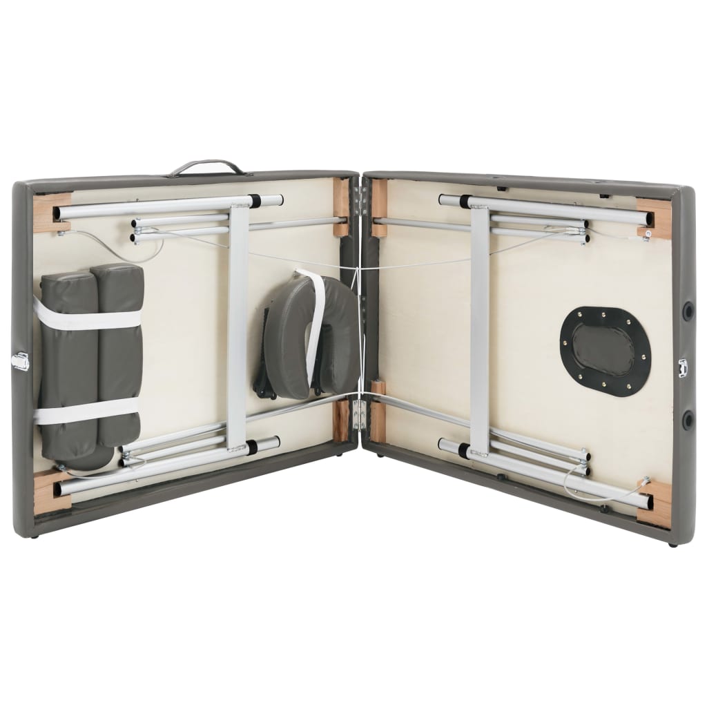 Κρεβάτι Μασάζ 2 Θέσεων Ανθρακί 186x68 εκ. με Σκελετό Αλουμινίου - Pakobazaar