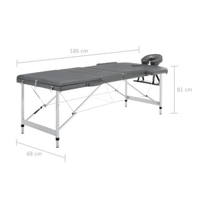 Κρεβάτι Μασάζ 3 Θέσεων Ανθρακί 186x68 εκ. με Σκελετό Αλουμινίου - Pakobazaar