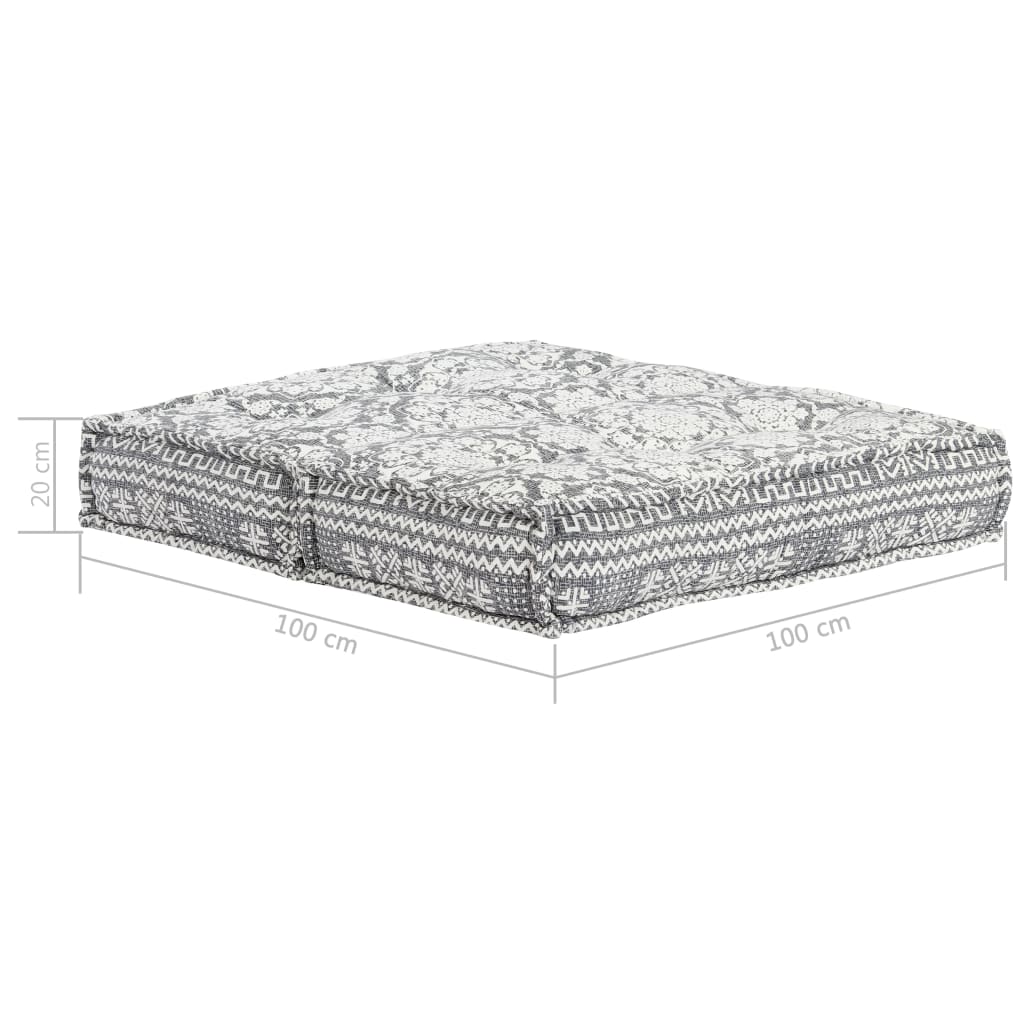 283795  Pouffe 100x100x20 cm Light Grey Fabric