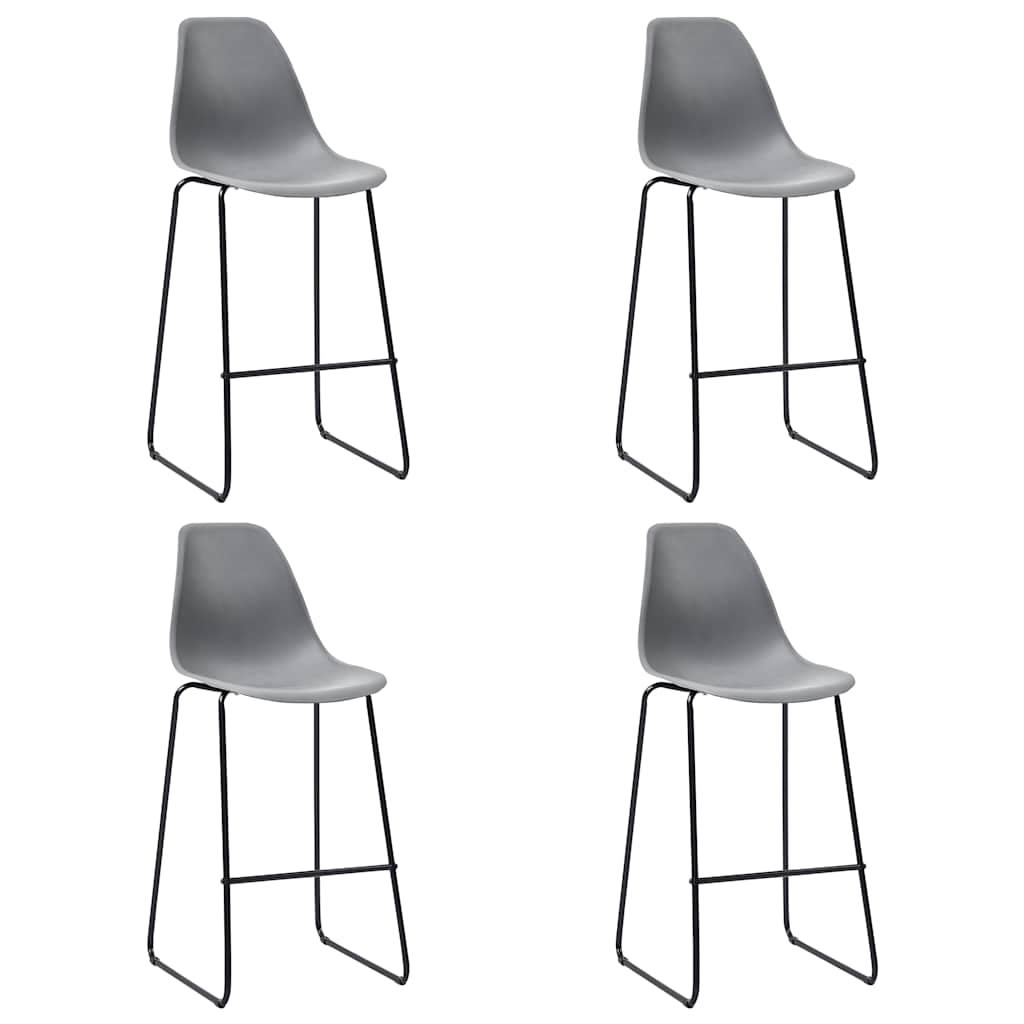 281504  Bar Stools 4 pcs Grey Plastic