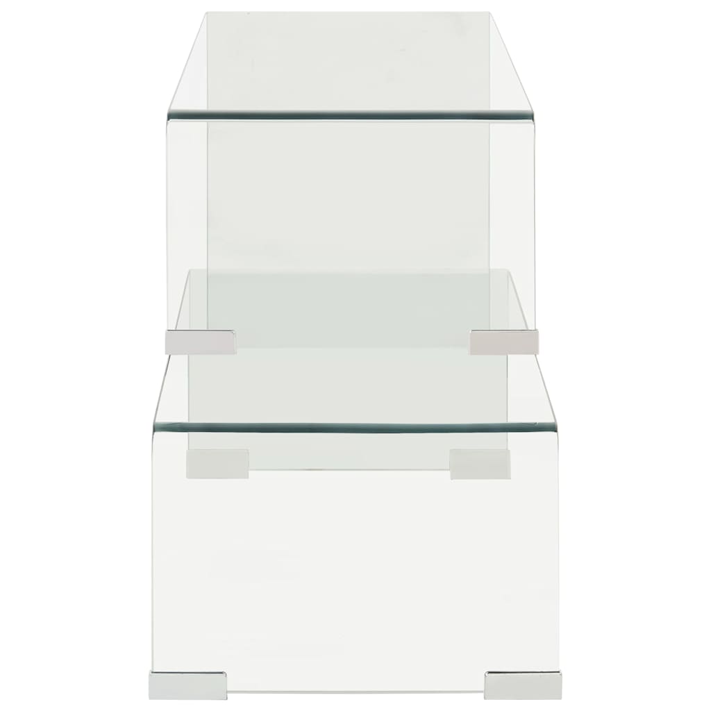 Τραπεζάκι Σαλονιού Σετ 2 τεμ 90x30x20/110x30x40 εκ Ψημένο Γυαλί - Pakobazaar
