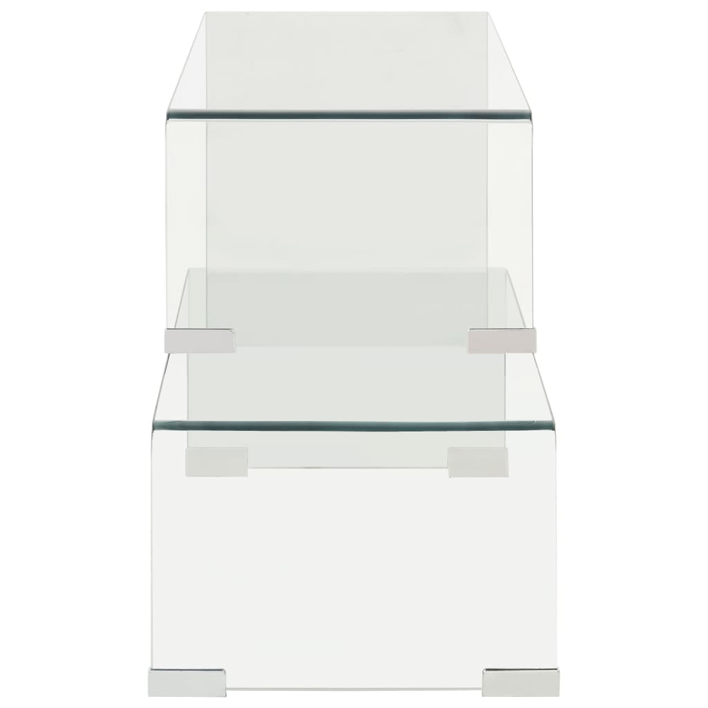 Τραπεζάκι Σαλονιού Σετ 2 τεμ 90x30x20/110x30x40 εκ Ψημένο Γυαλί - PAKOBAZAAR