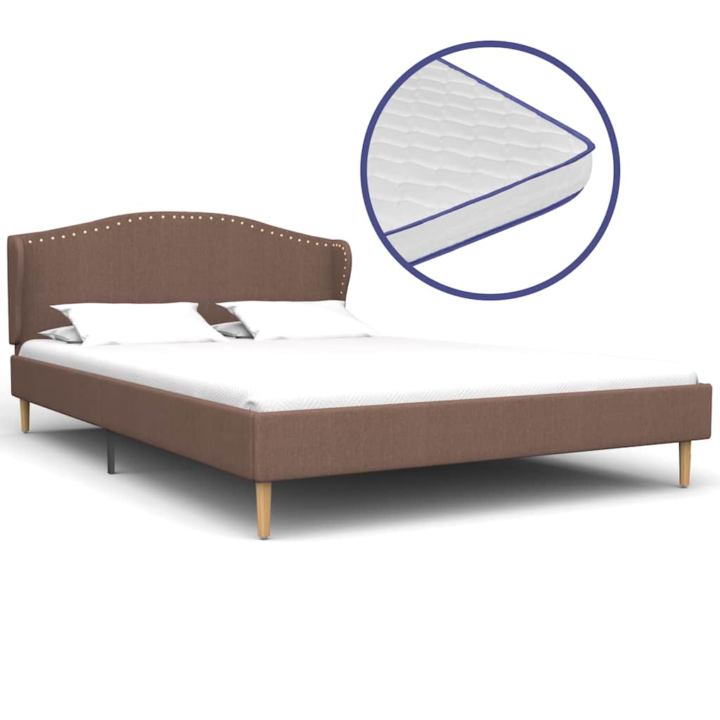 Κρεβάτι Καφέ 120 x 200 εκ. Υφασμάτινο με Στρώμα Αφρού Μνήμης