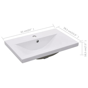 Νιπτήρας Ένθετος Λευκός 61 x 39,5 x 18,5 εκ. Κεραμικός - PAKOBAZAAR