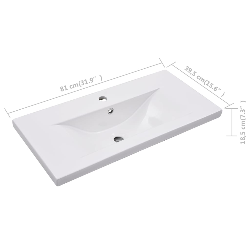 Νιπτήρας Ένθετος Λευκός 81 x 39,5 x 18,5 εκ. Κεραμικός - PAKOBAZAAR