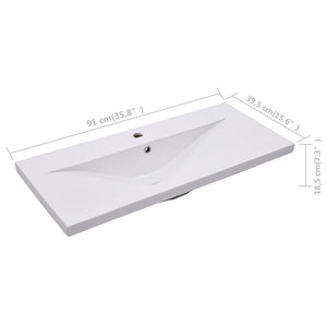 Νιπτήρας Ένθετος Λευκός 91 x 39,5 x 18,5 εκ. Κεραμικός - PAKOBAZAAR