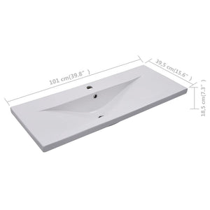 Νιπτήρας Ένθετος Λευκός 101 x 39,5 x 18,5 εκ. Κεραμικός - PAKOBAZAAR