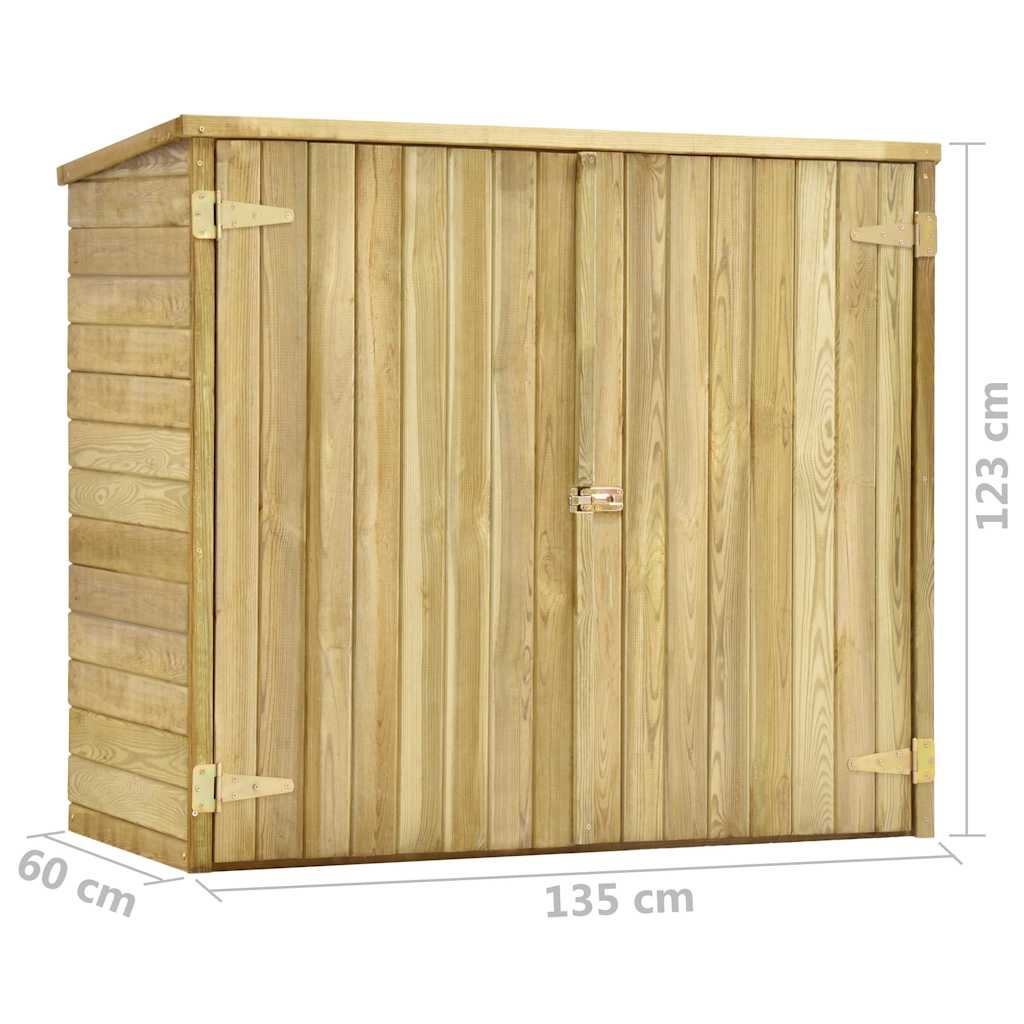 Αποθήκη Εργαλείων Κήπου 135x60x123 εκ. Εμποτισμένο Ξύλο Πεύκου