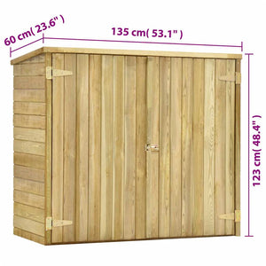 Αποθήκη Εργαλείων Κήπου 135x60x123 εκ. Εμποτισμένο Ξύλο Πεύκου