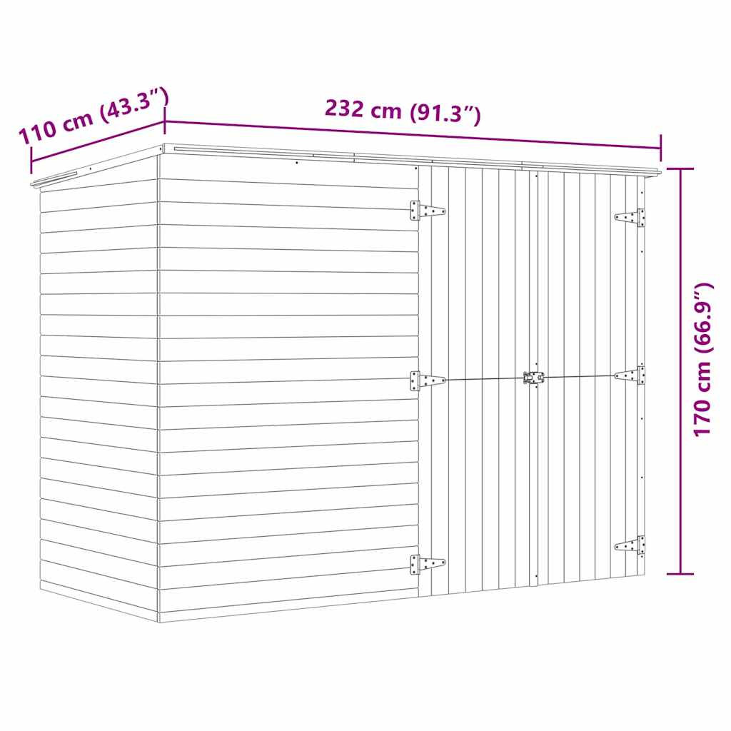 Αποθήκη Κήπου 232 x 110 x 170 εκ. από Εμποτισμένο Ξύλο Πεύκου - Pakobazaar