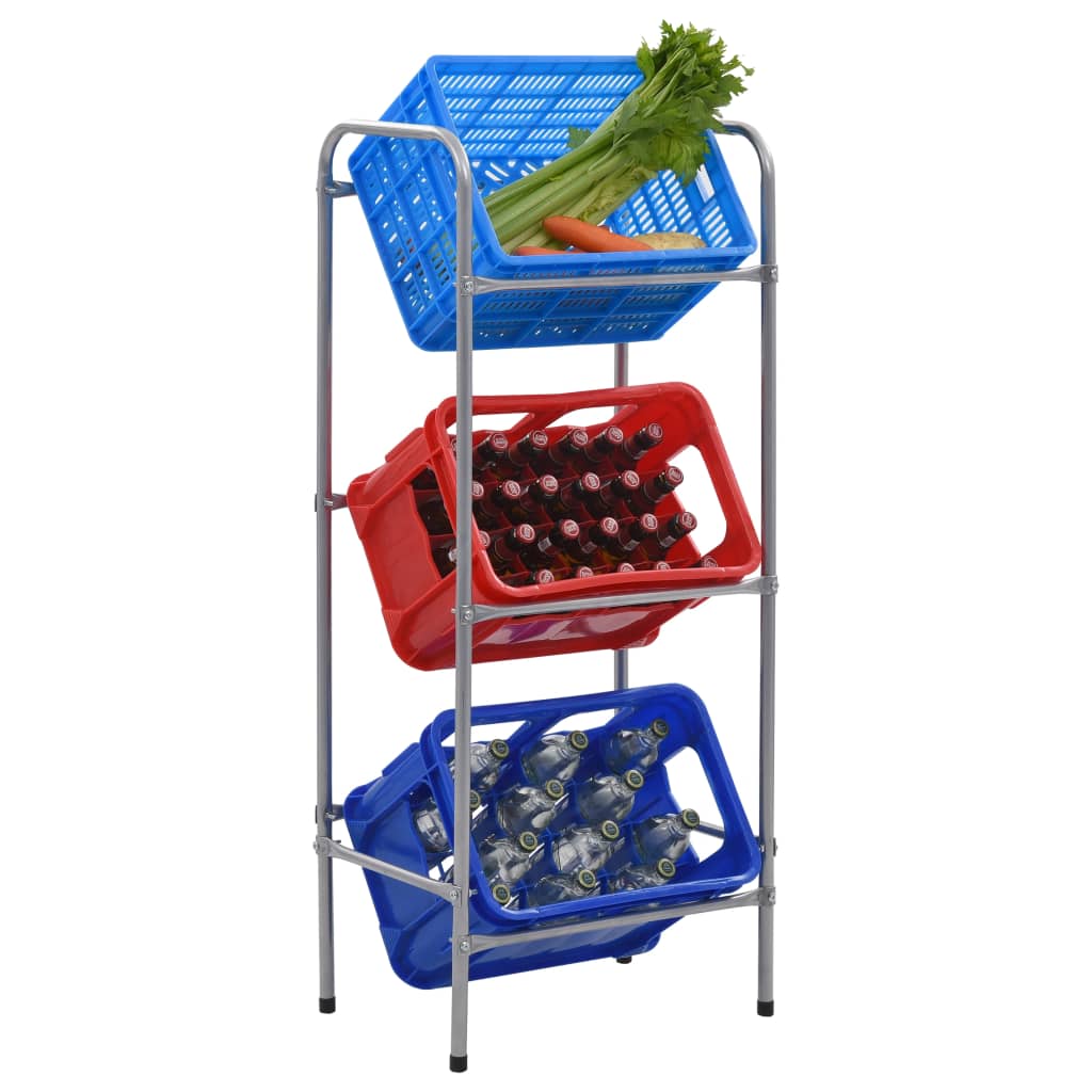Ράφι Αποθήκευσης για 3 Κιβώτια Ασημί 50x33x116 εκ. Ατσάλινο - PAKOBAZAAR