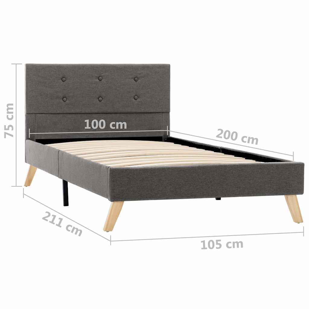 Πλαίσιο Κρεβατιού Χρώμα Taupe 100 x 200 εκ. Υφασμάτινο