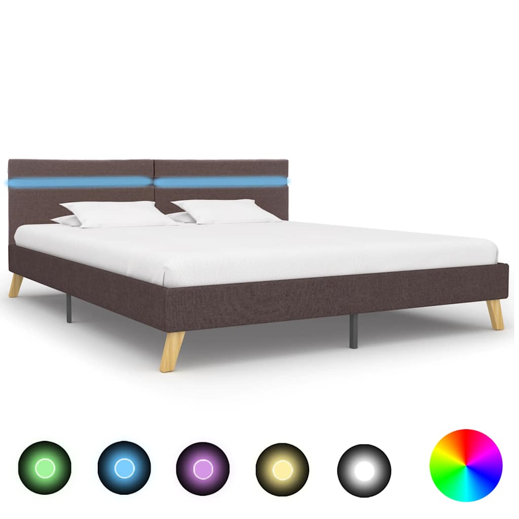 Πλαίσιο Κρεβατιού με LED Taupe 180x200 εκ. Ύφασμα