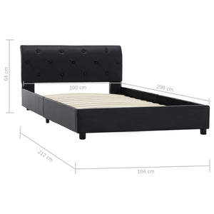 Πλαίσιο Κρεβατιού Μαύρο 100 x 200 εκ. από Συνθετικό Δέρμα - PAKOBAZAAR