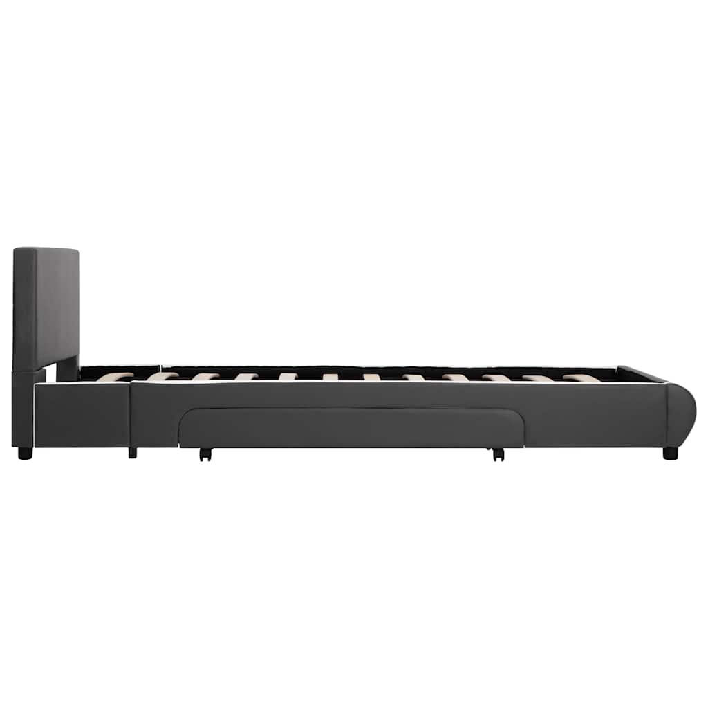 Πλαίσιο Κρεβατιού με Συρτάρια Ανθρακί 90x200 εκ. Συνθετ. Δέρμα