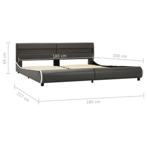 Πλαίσιο Κρεβατιού με LED Ανθρακί 180 x 200 εκ. Συνθετικό Δέρμα - Pakobazaar