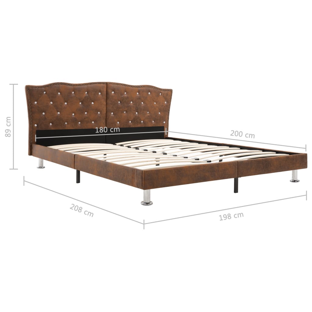 Κρεβάτι Καφέ 180 x 200 εκ. Υφασμάτινο με Στρώμα - Pakobazaar