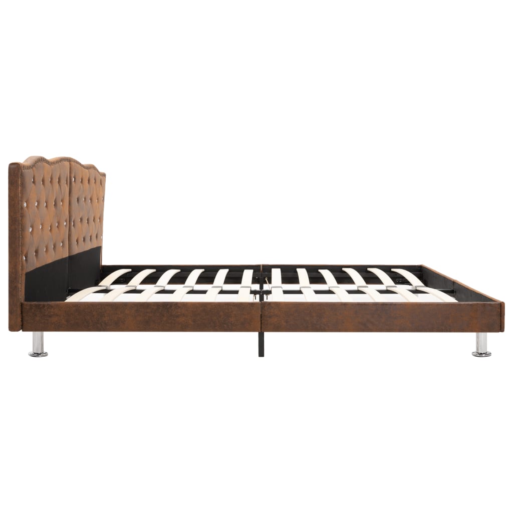 Κρεβάτι Καφέ 180 x 200 εκ. Υφασμάτινο με Στρώμα - Pakobazaar