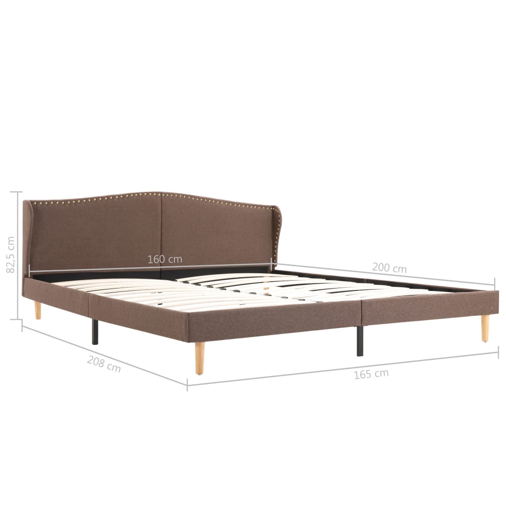 Κρεβάτι Καφέ 160 x 200 εκ. Υφασμάτινο με Στρώμα