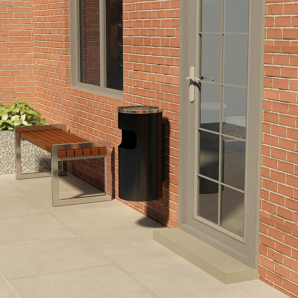 Σταχτοδοχείο - Κάδος Τοίχου Μαύρος 26 Λίτρα Ατσάλινο