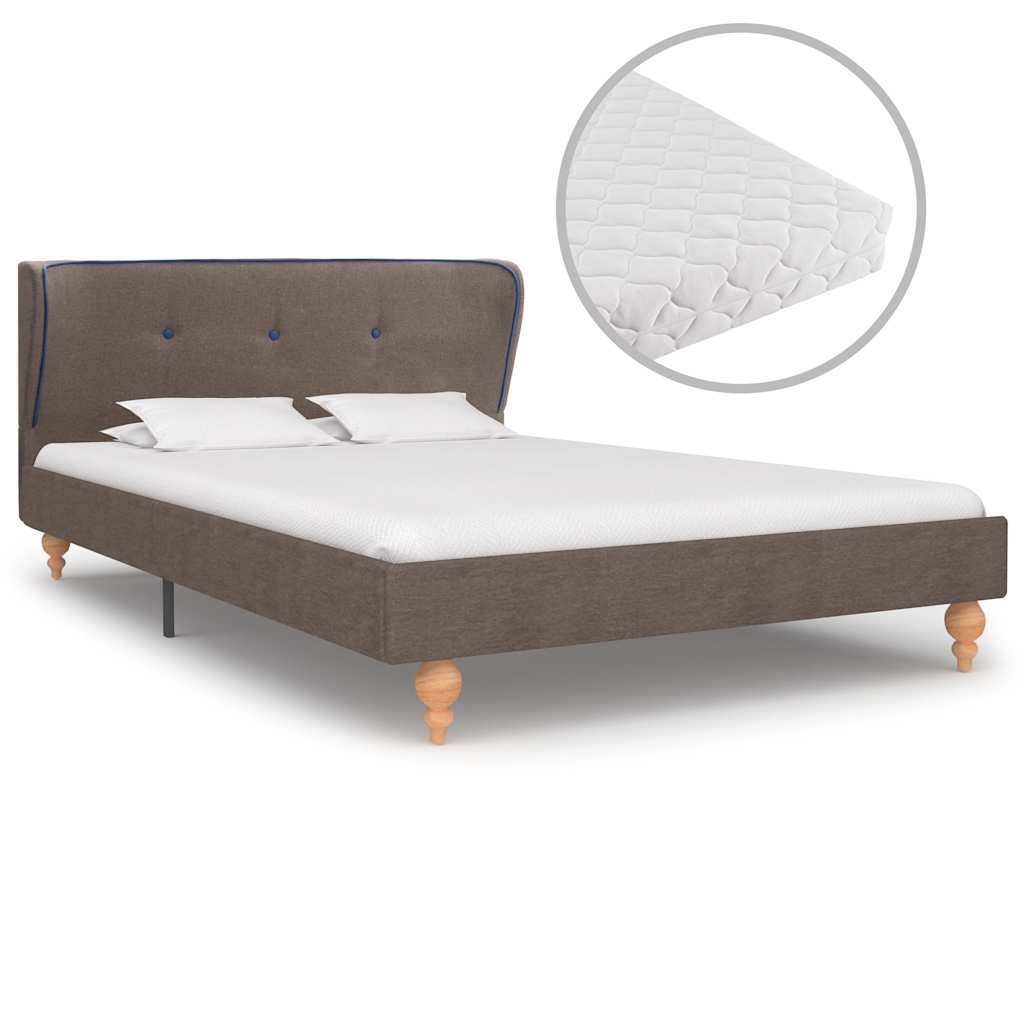 Κρεβάτι Χρώμα Taupe 120 x 200 εκ. Υφασμάτινο με Στρώμα - Pakobazaar