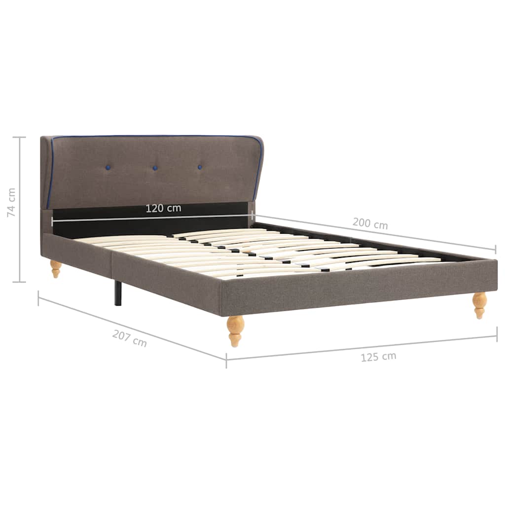Κρεβάτι Χρώμα Taupe 120 x 200 εκ. Υφασμάτινο με Στρώμα - Pakobazaar