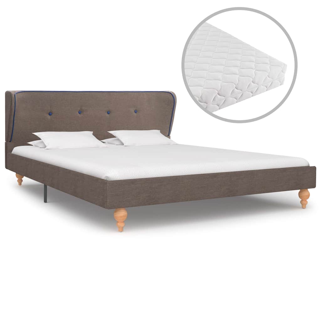 Κρεβάτι Χρώμα Taupe 140 x 200 εκ. Υφασμάτινο με Στρώμα