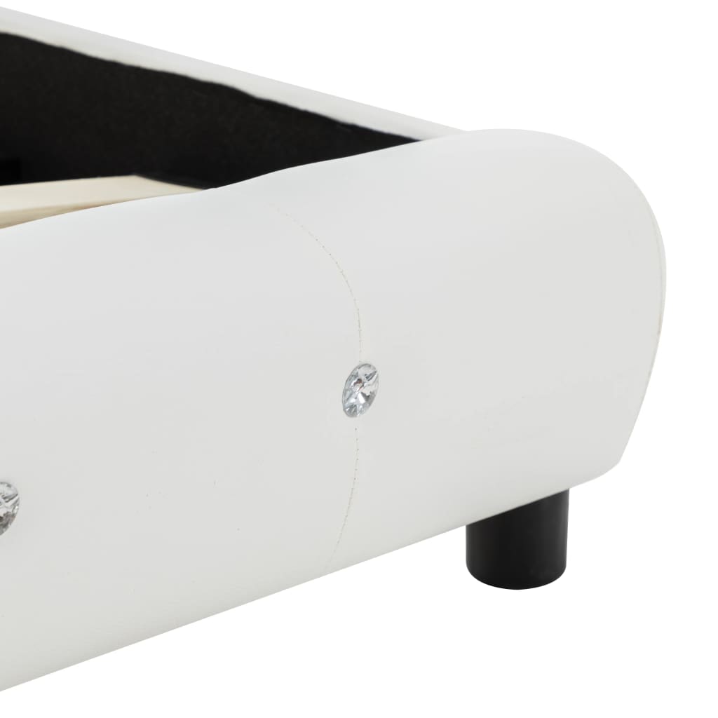 Κρεβάτι Λευκό 140 x 200 εκ. Δερματίνη με Στρώμα Αφρού Μνήμης - Pakobazaar