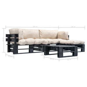 Σαλόνι Κήπου από Παλέτες 4 τεμ. Ξύλο με Μαξιλάρια Χρώμα Άμμου - Pakobazaar