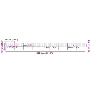 Φράχτης Κήπου με Κορυφή Δόρυ από Ατσάλι 1603,5 x 80 εκ. Μαύρος - PAKOBAZAAR